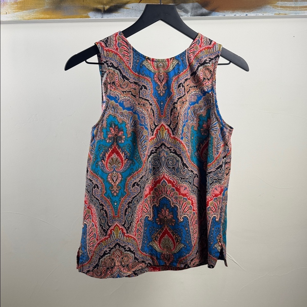 J.Crew Paisley Print Sleeveless Top – Size S | 100% Cotton | Back Tie